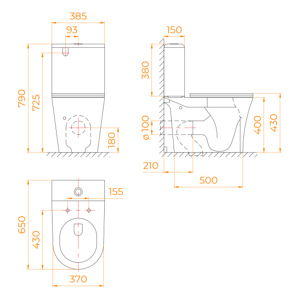 Унитаз напольный безободковый с бачком RGW SW-04 67420104-01 микролифт